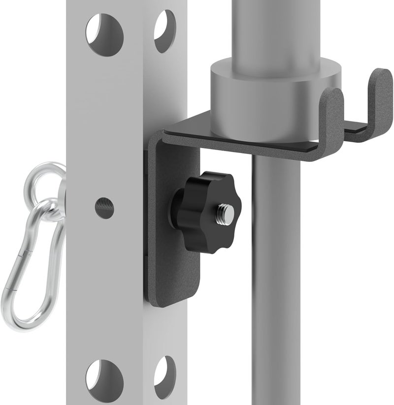 Vatemechie 2-in-1 Olympic Barbell Holder and Resistance Band Anchor for 2x2 & 2x3 & 3x3 Power Racks with 5/8"-1" Holes, Heavy-Duty Steel Bar Storage Hanger with Protective Padding - Image 1